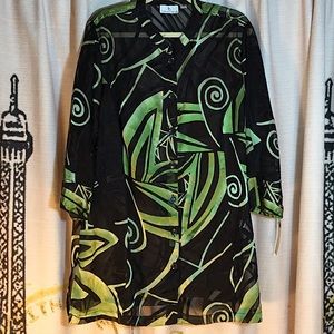 The Travel Collection Black & Green Sheer Tunic